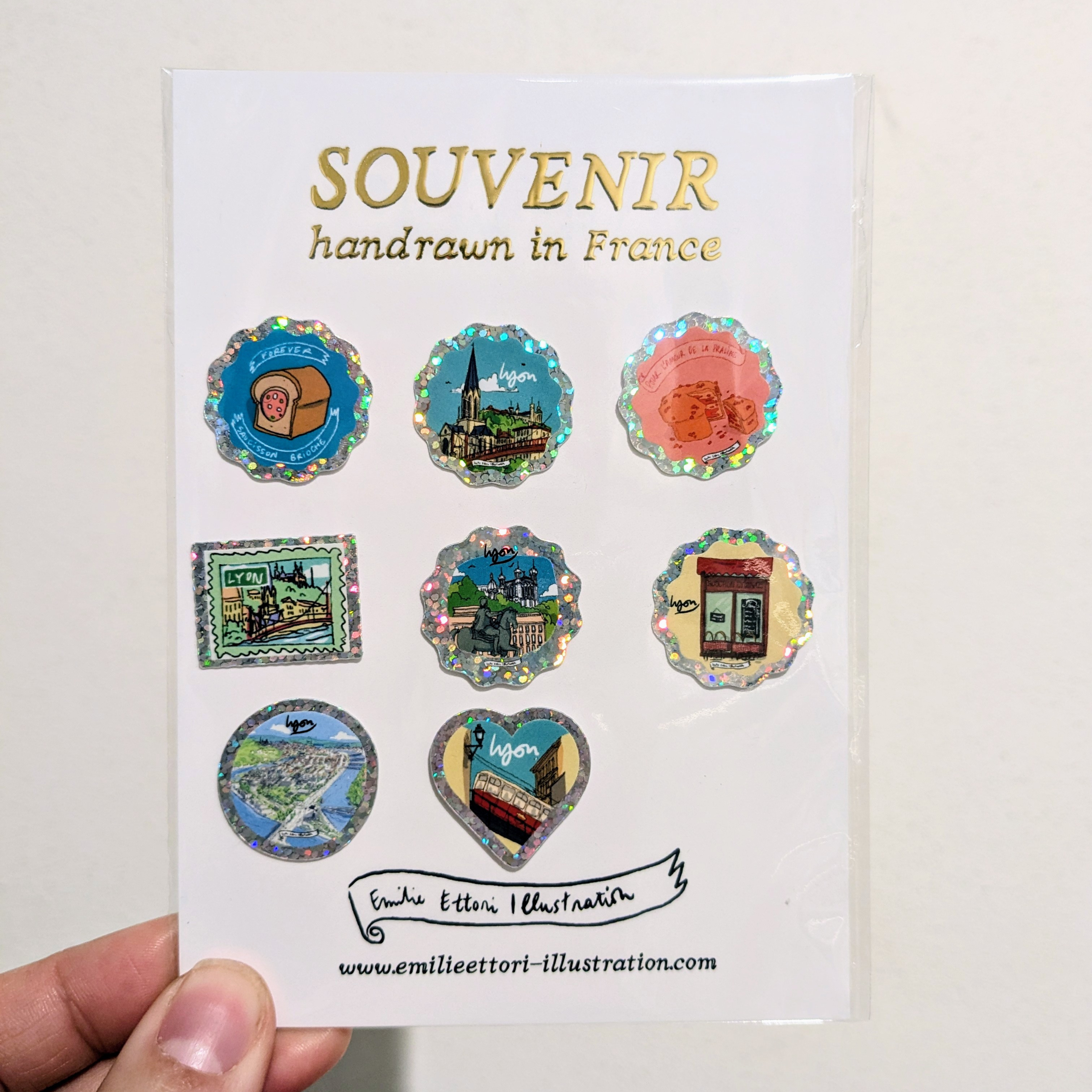 Pack de MINI stickers pailletés Lyon !