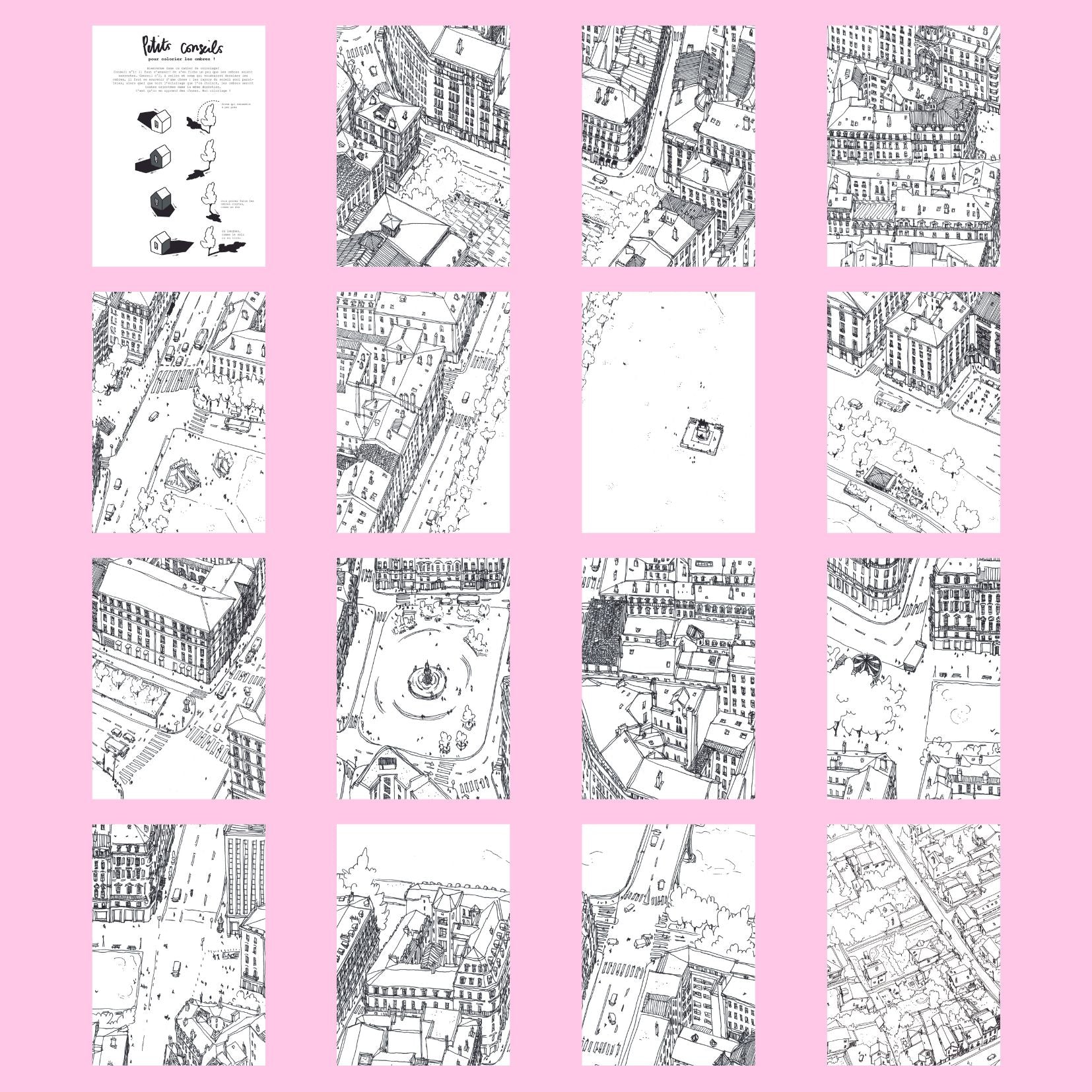 Carnet de coloriage Les rues de Lyon