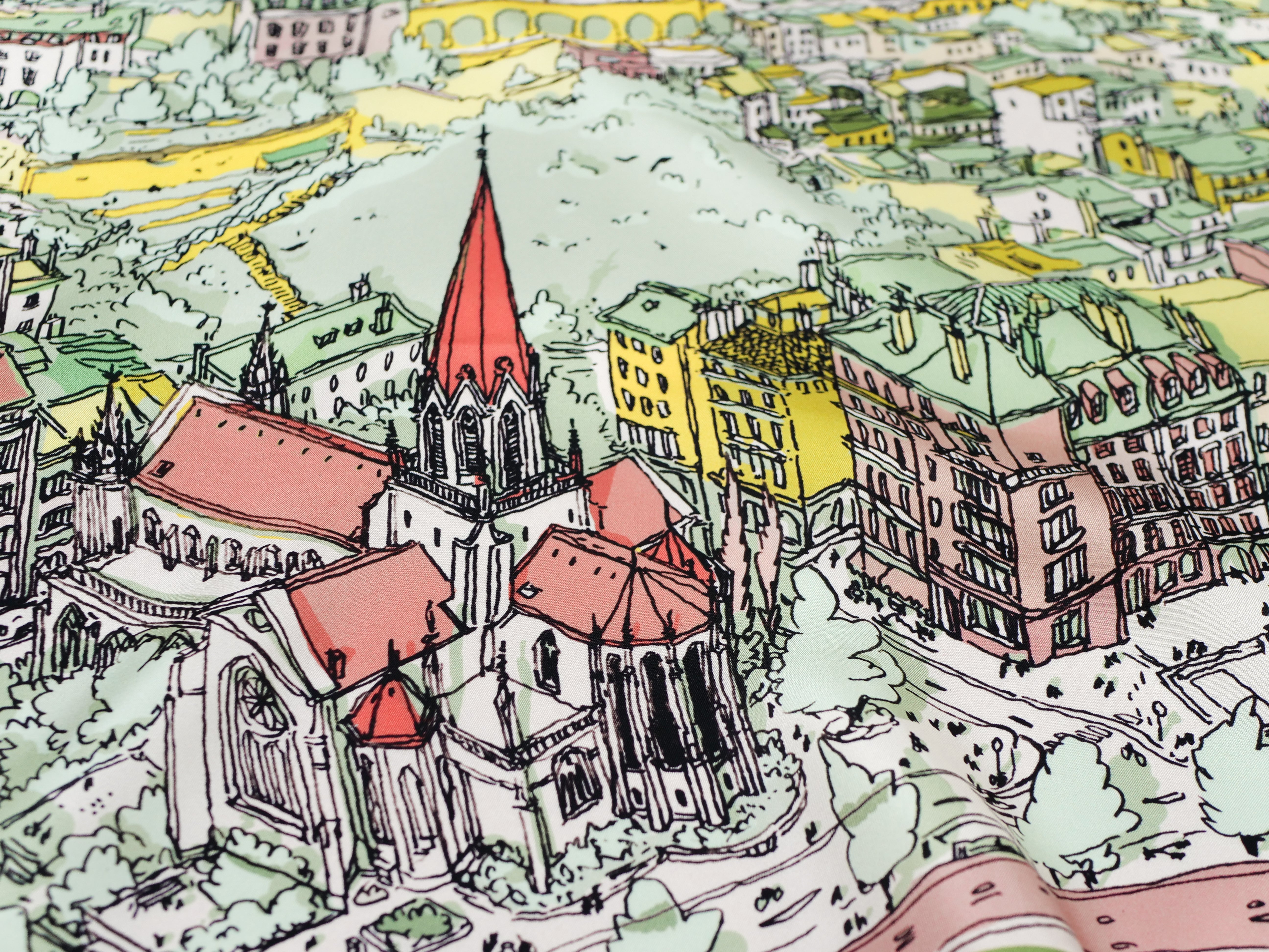 Carré de soie Saint Georges rose et vert