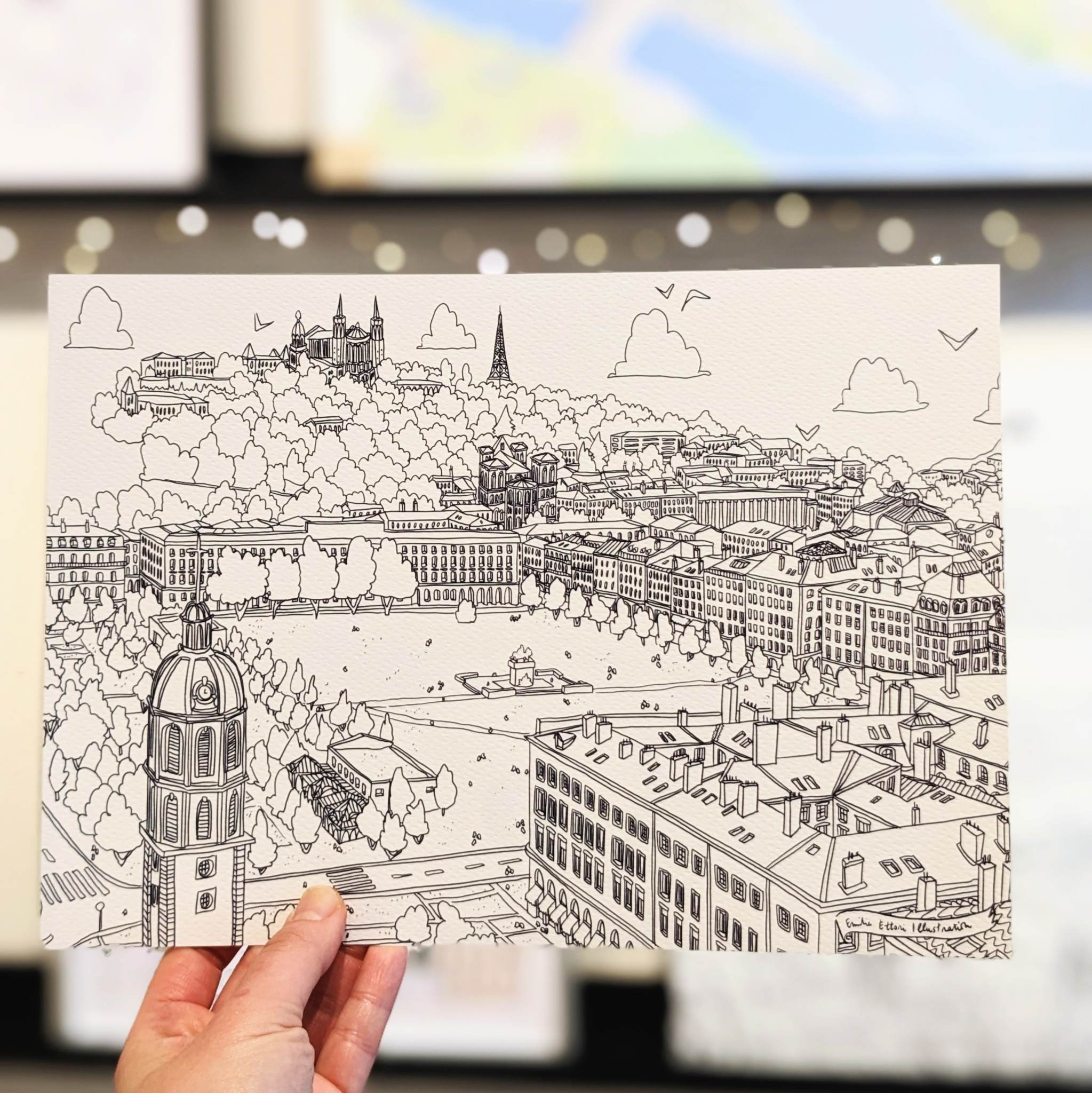 Affiche à colorier Bellecour Lyon