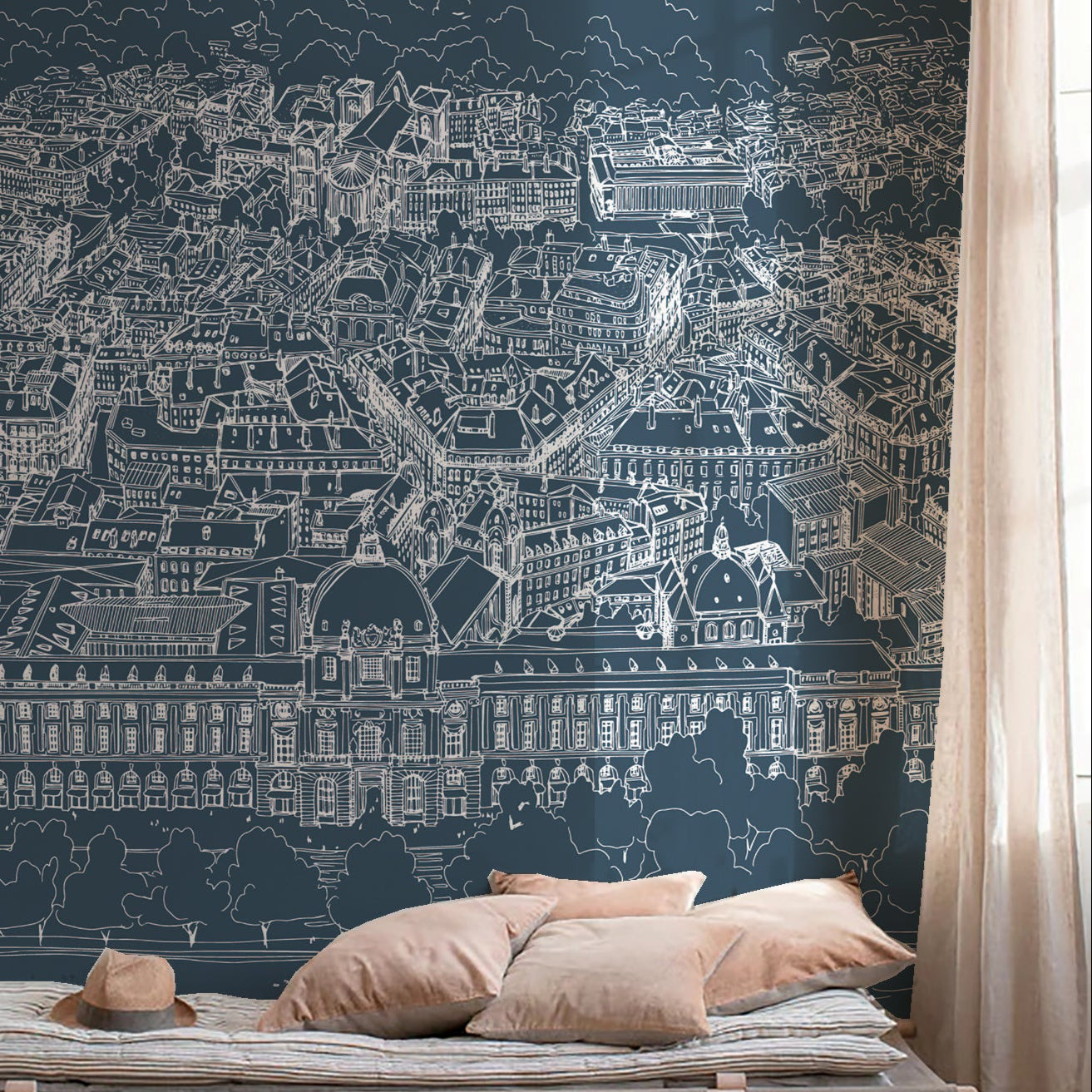Papier peint bleu Grand Hôtel-Dieu