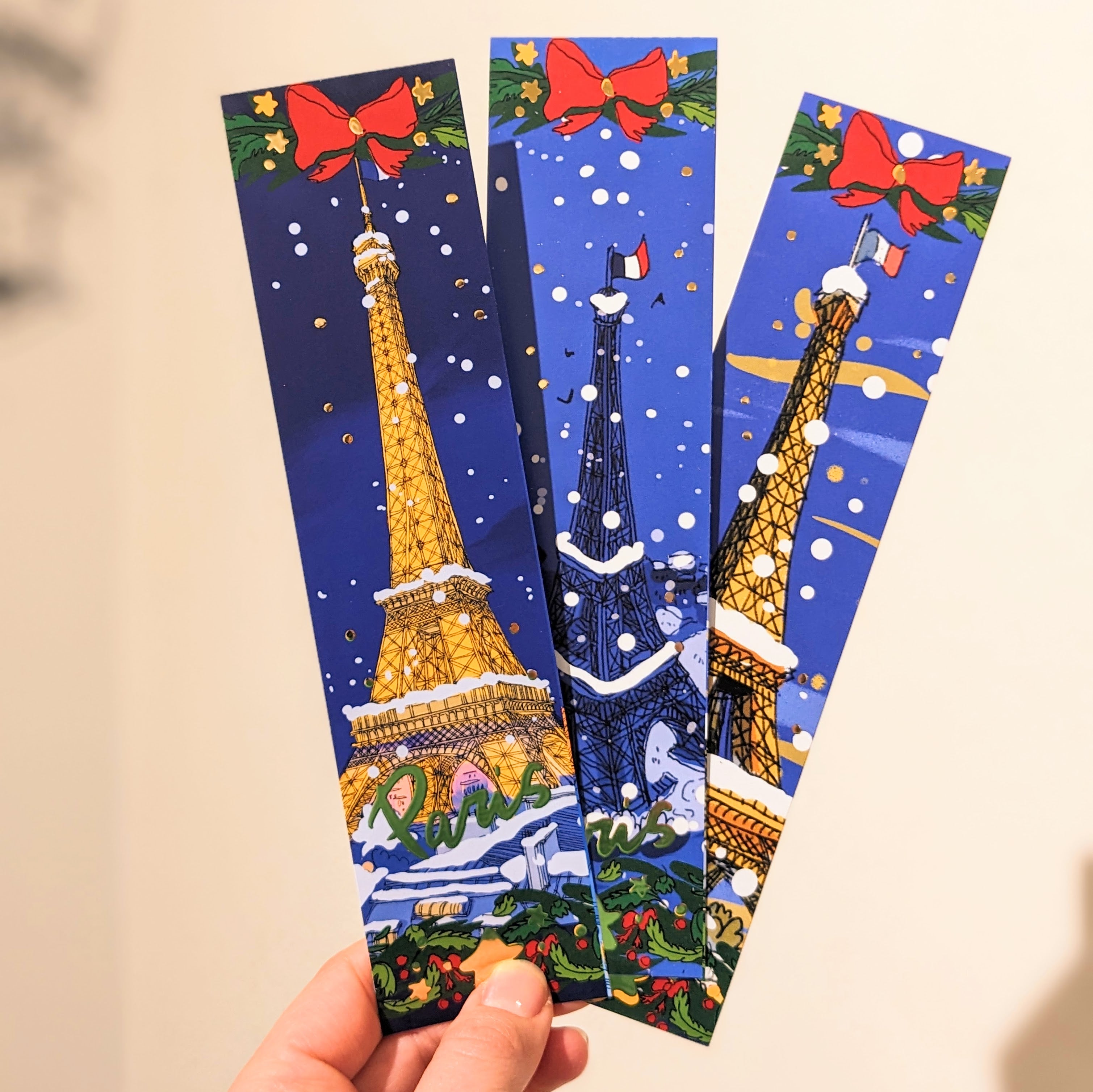 3 Marque-pages Tour Eiffel sous la neige