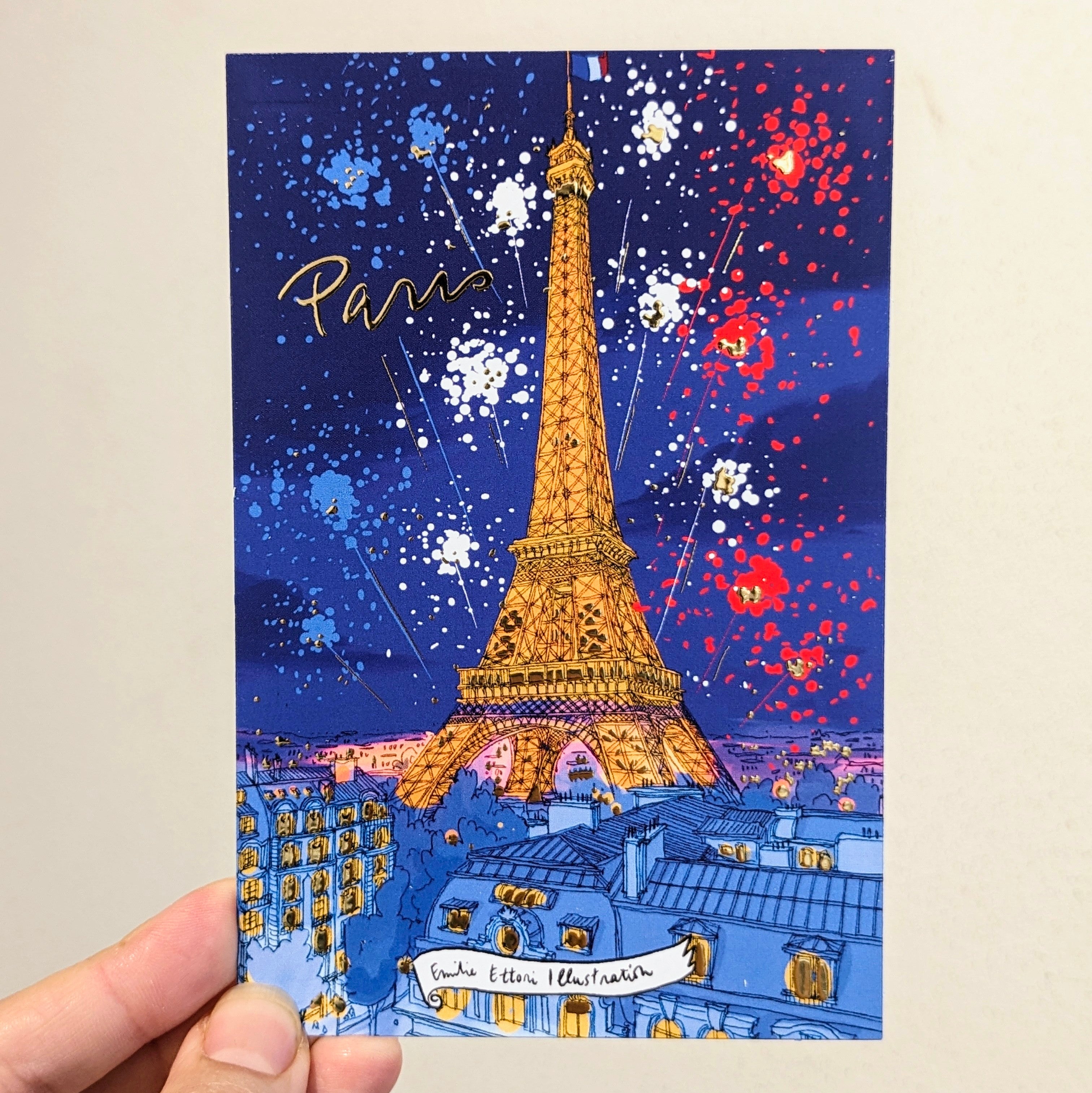 Carte postale Tour Eiffel feu d'artifice