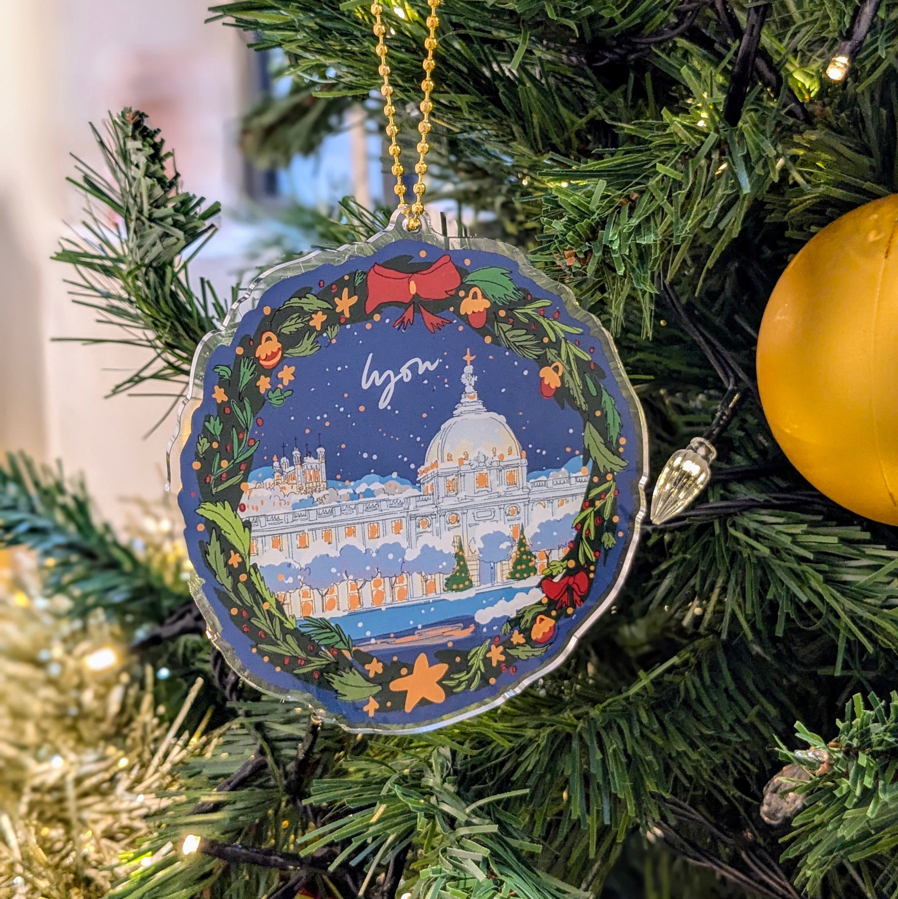 Ornement de Noël Lyon sous la neige