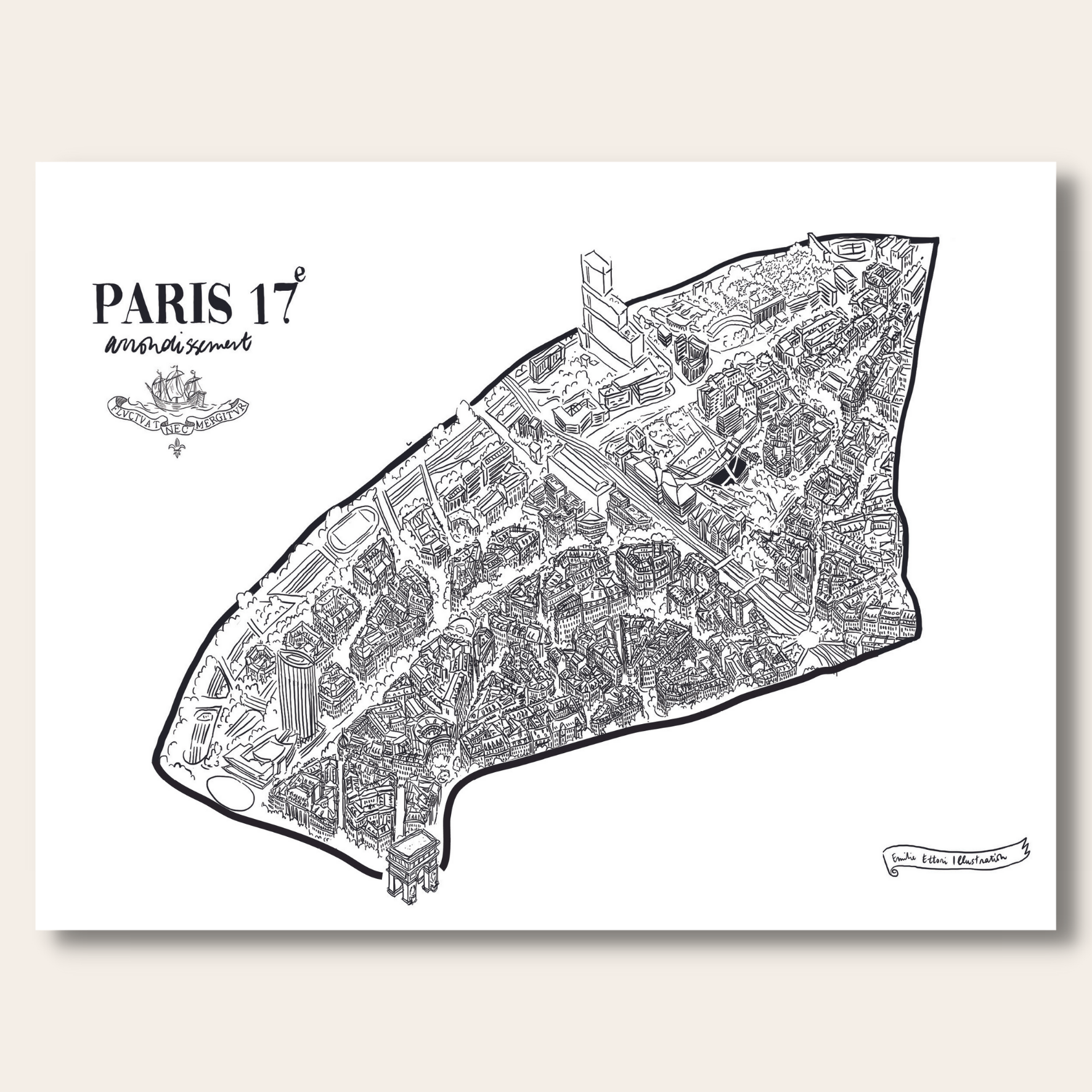 Pack de 20 affichettes des arrondissements de Paris