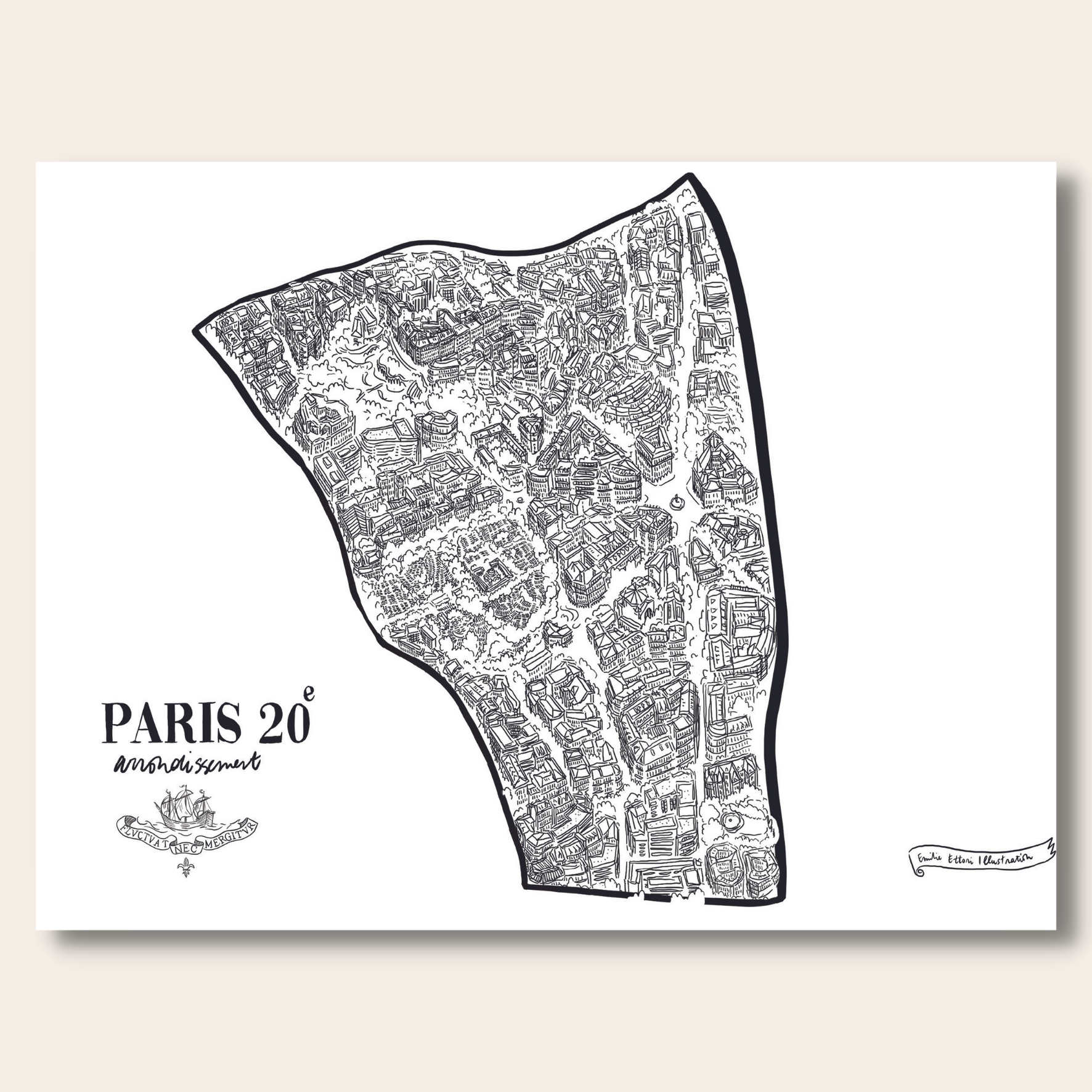 Pack de 20 affichettes des arrondissements de Paris