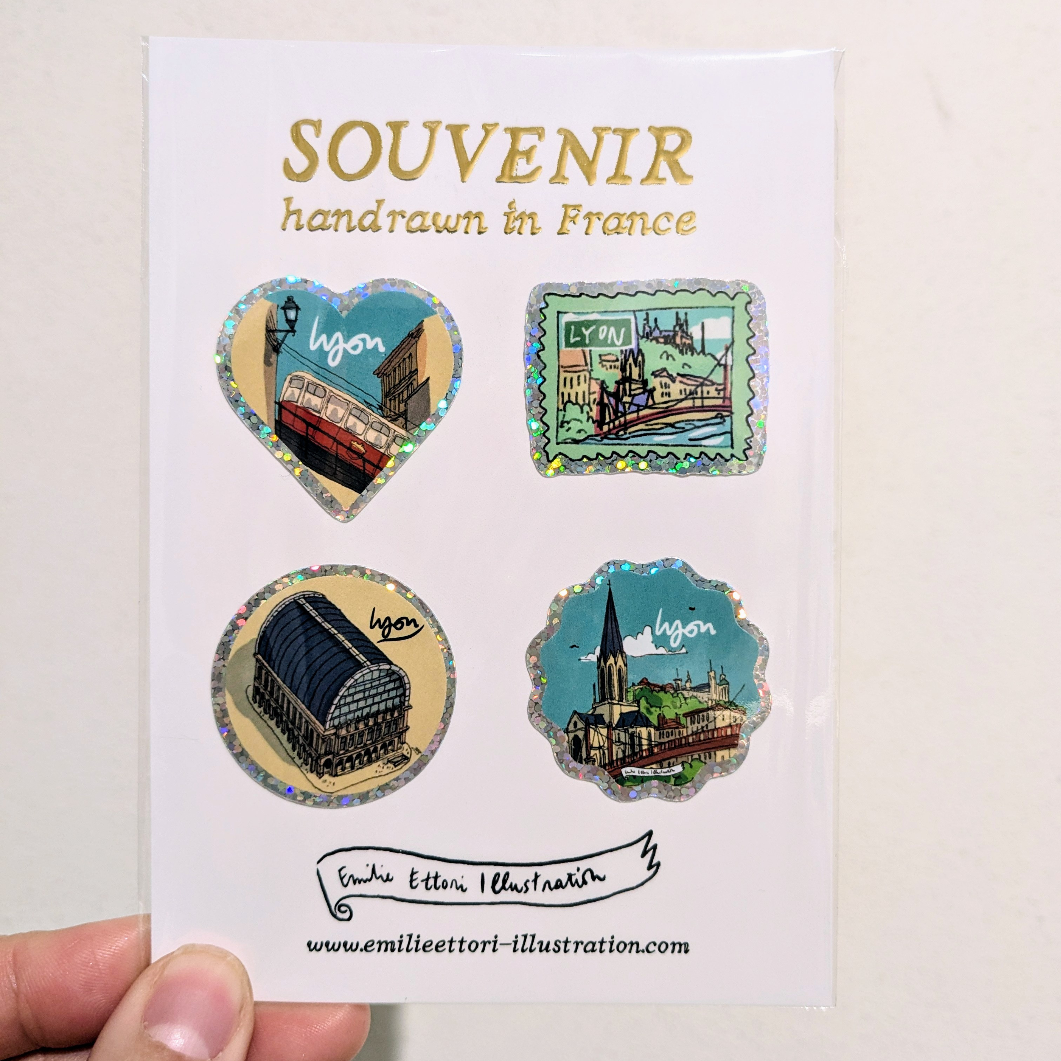 Pack de stickers pailletés Monuments Lyonnais