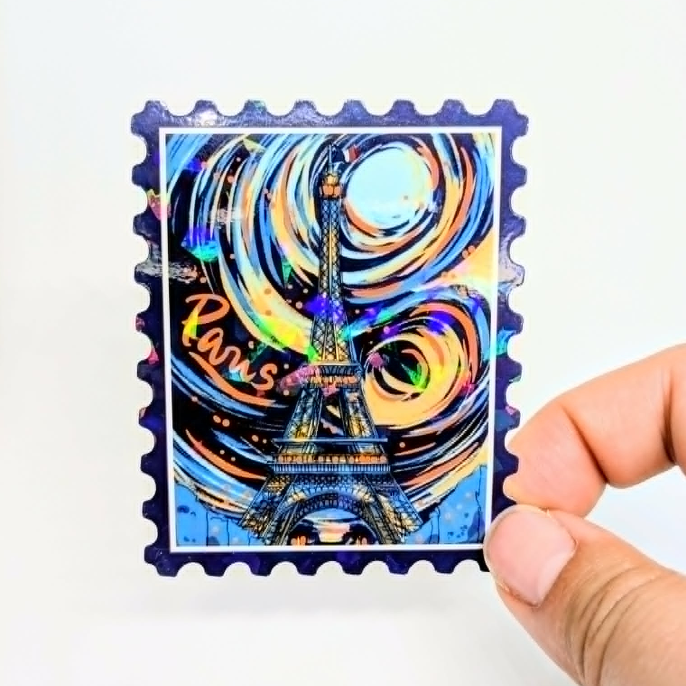 Sticker Tour Eiffel nuit imaginaire timbre