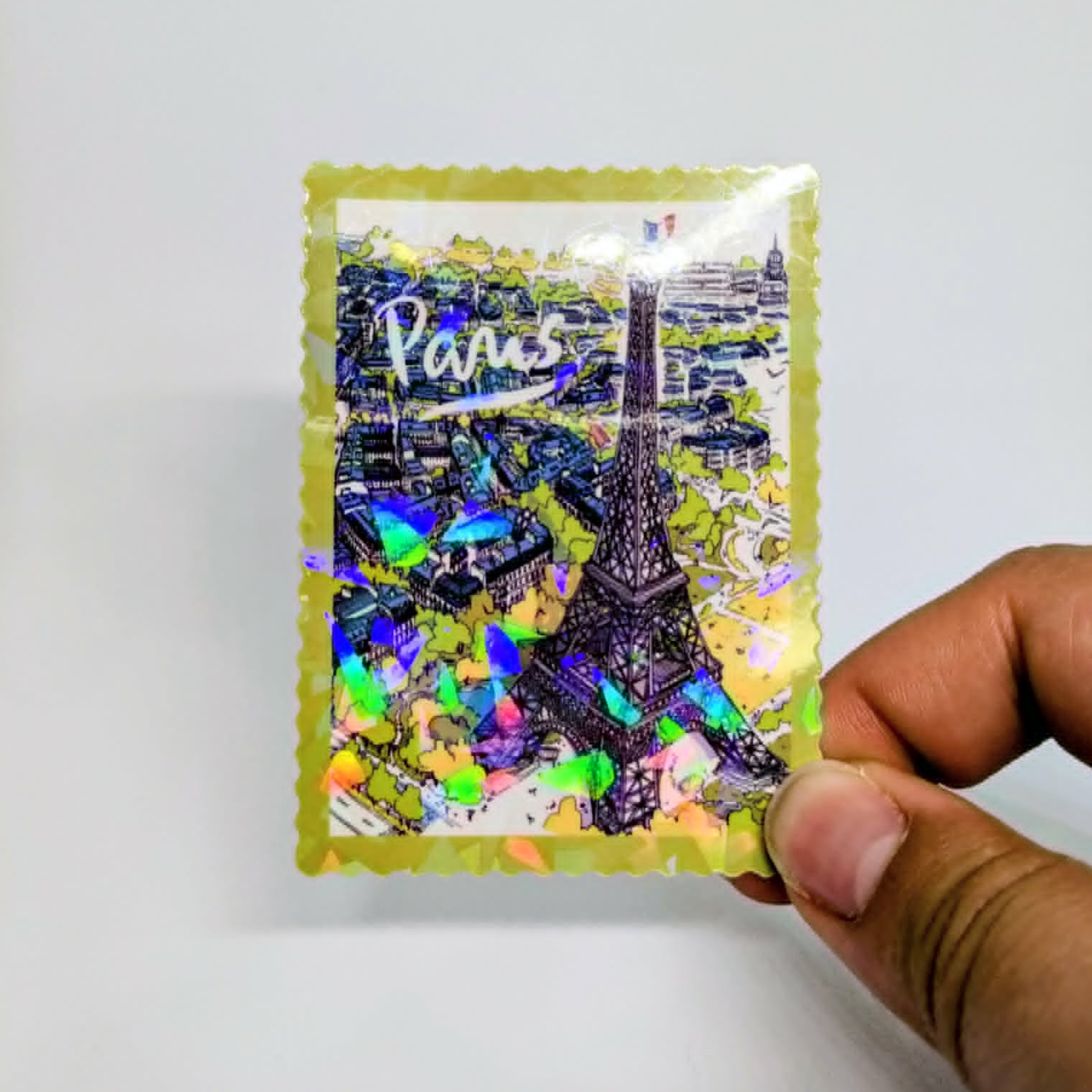 Sticker Tour Eiffel couleurs timbre