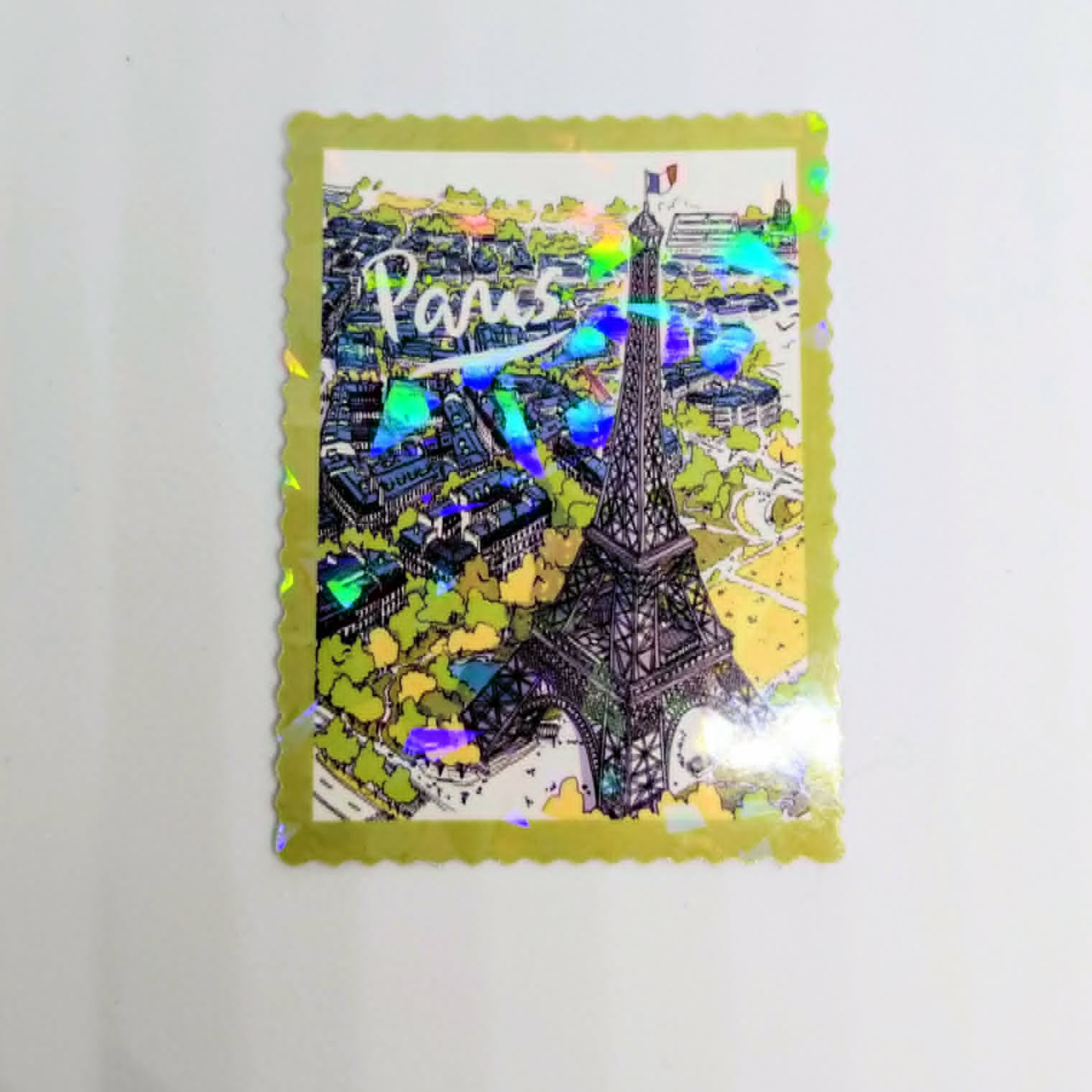 Sticker Tour Eiffel couleurs timbre
