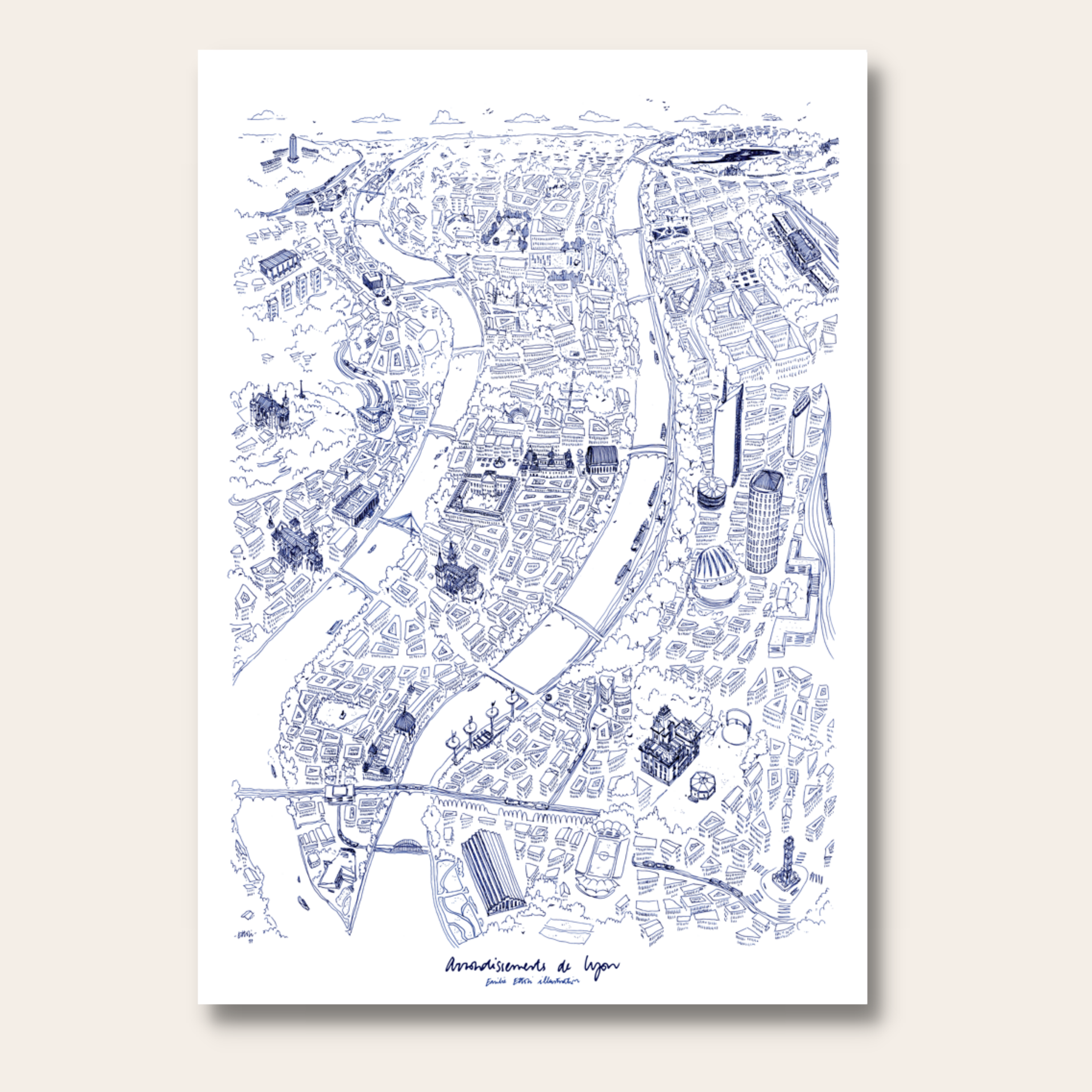 Affiche 9 arrondissements de Lyon