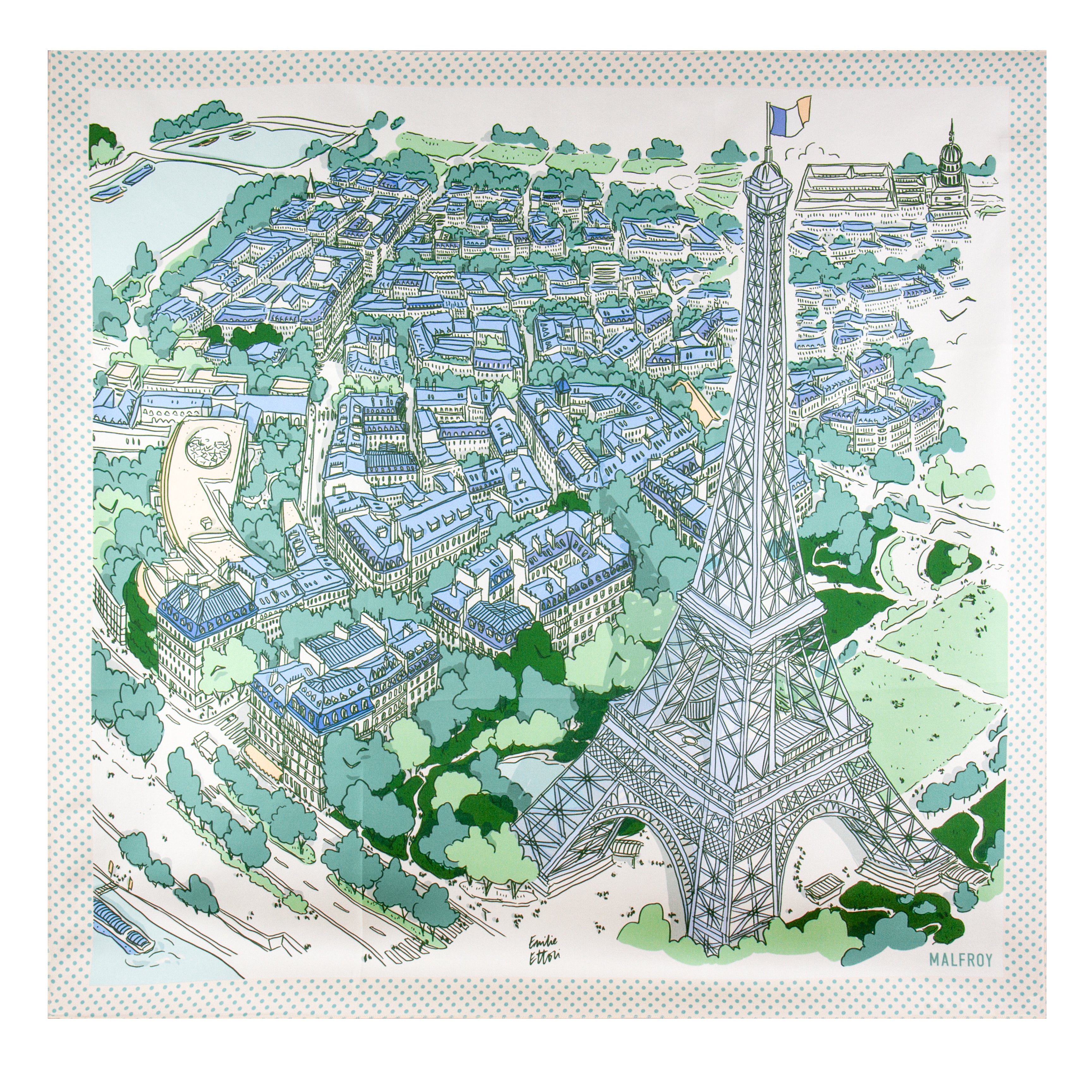 Carré de soie Tour Eiffel vert