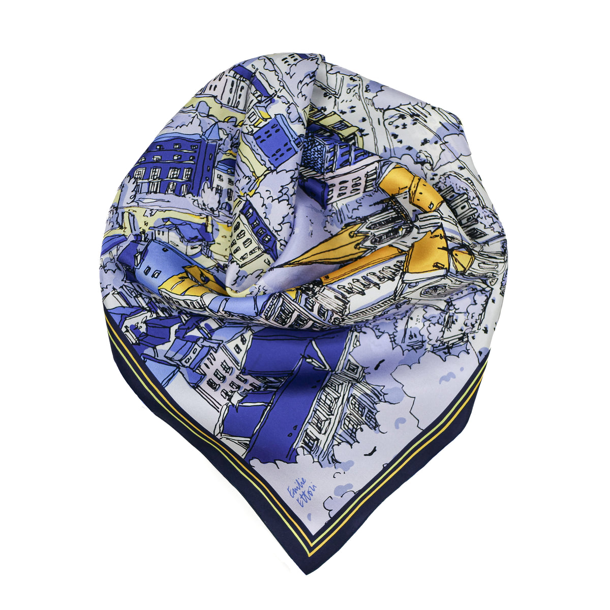 Carré de soie Saint Georges bleu et jaune
