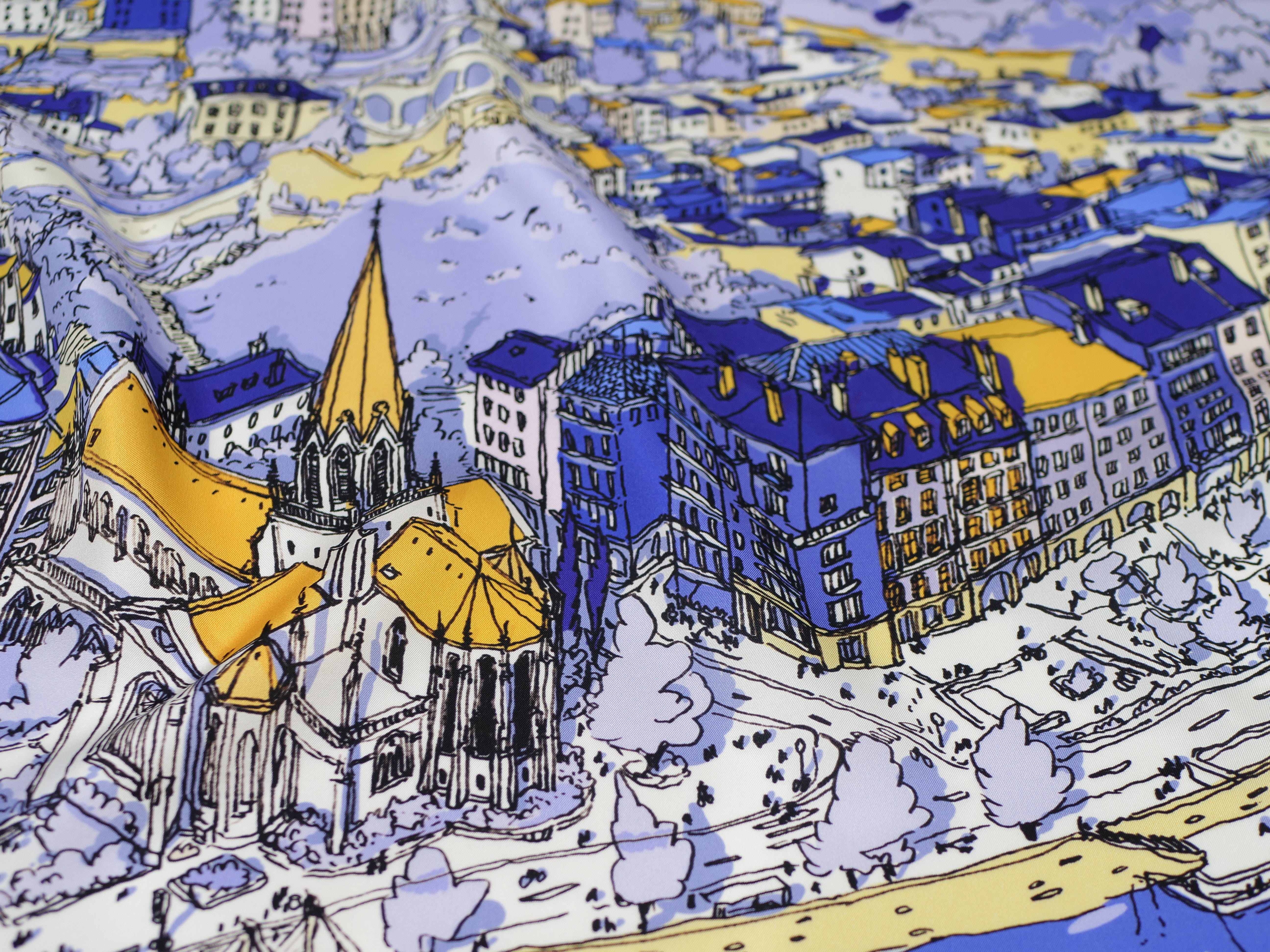 Précommande Carré de soie Saint Georges bleu et jaune