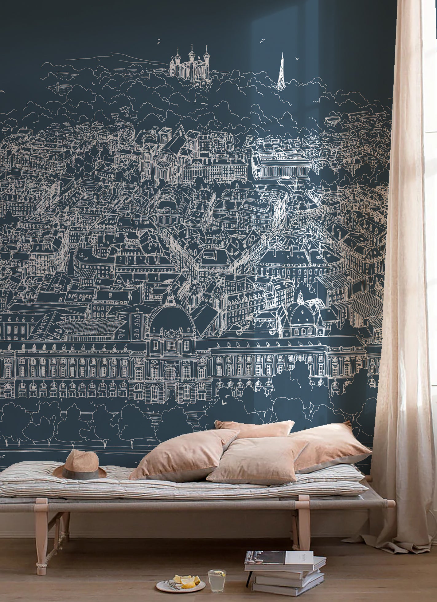 Papier peint bleu Grand Hôtel-Dieu