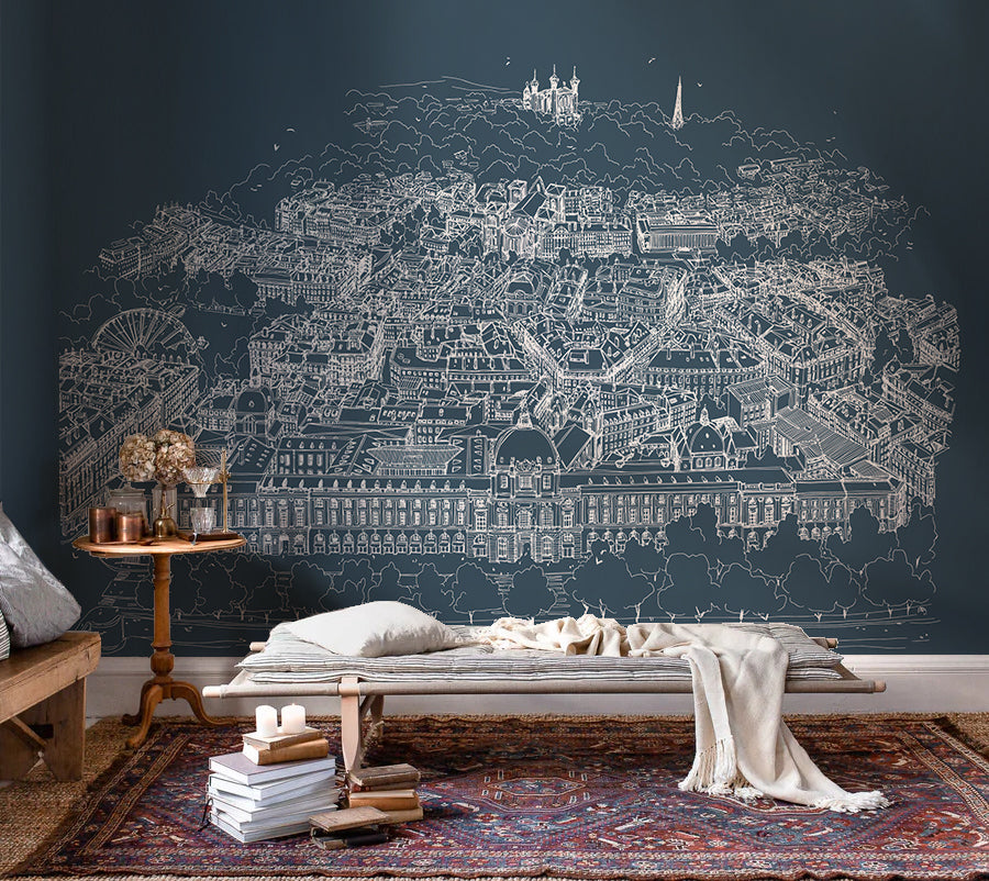 Papier peint bleu Grand Hôtel-Dieu
