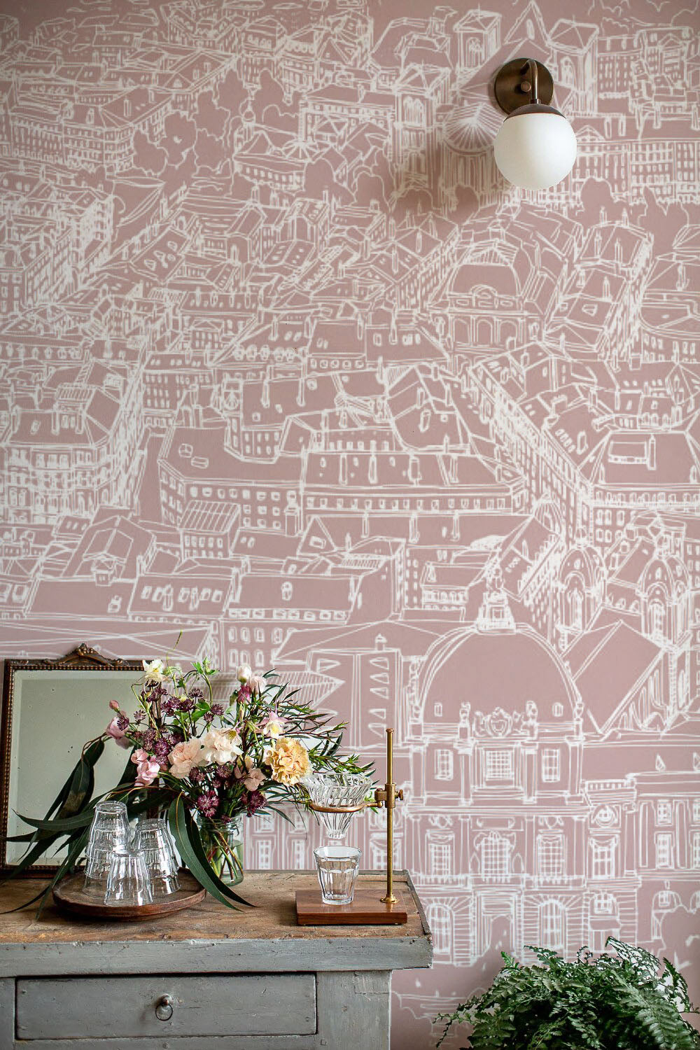 Papier peint vieux rose Grand Hôtel-Dieu