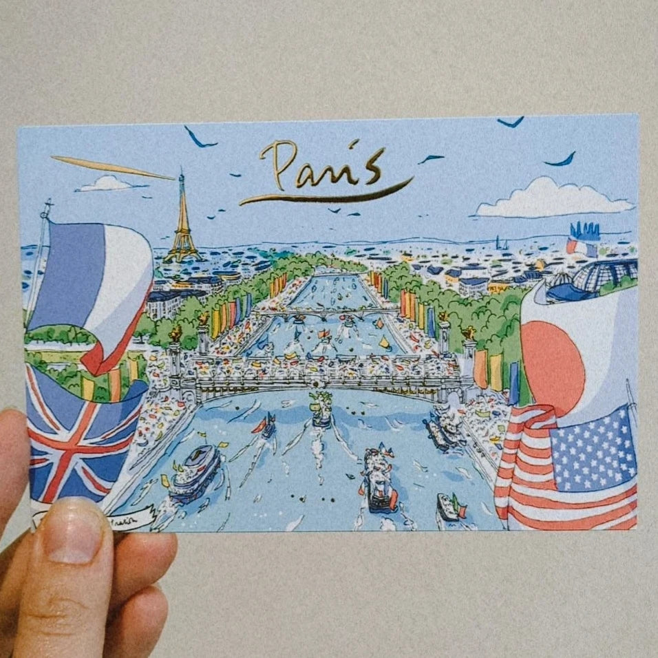 Carte postale drapeaux Jeux Olympiques, Paris !