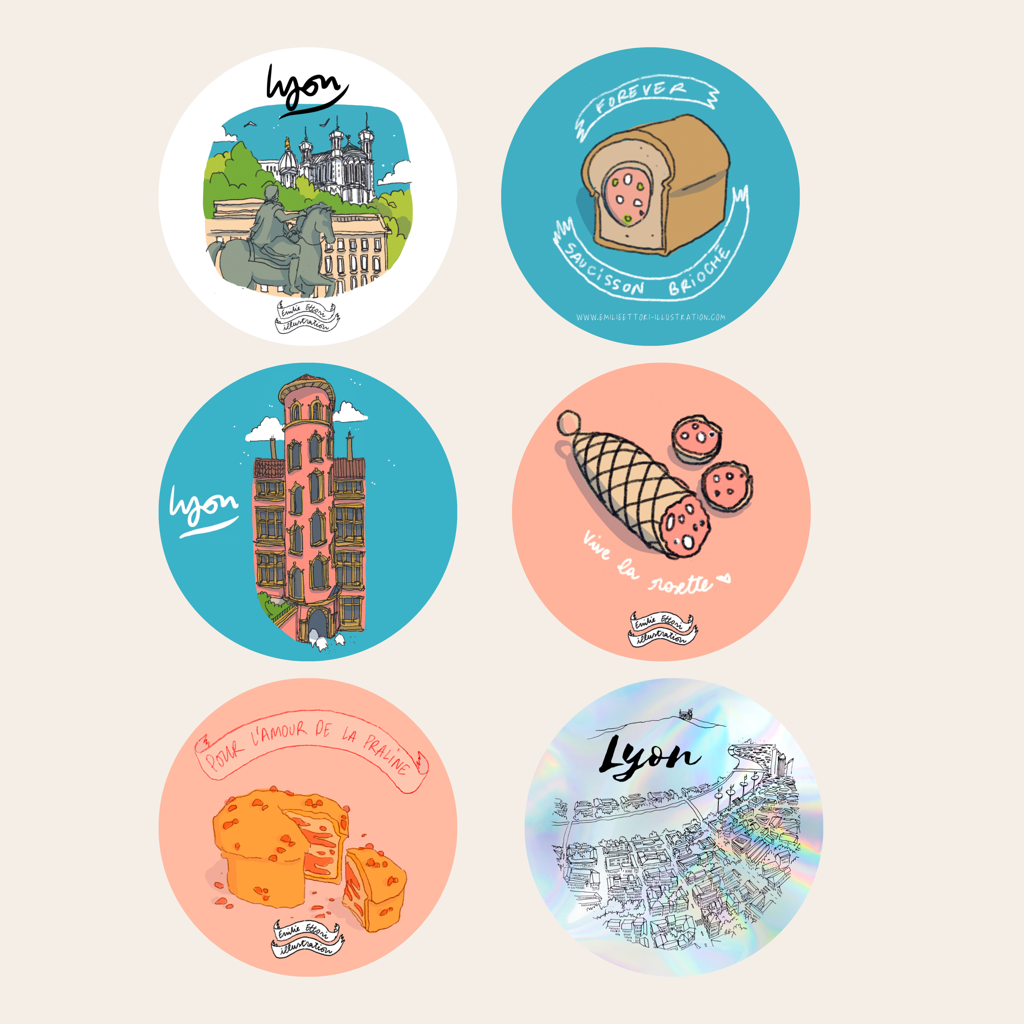 Pack de 6 stickers LYON