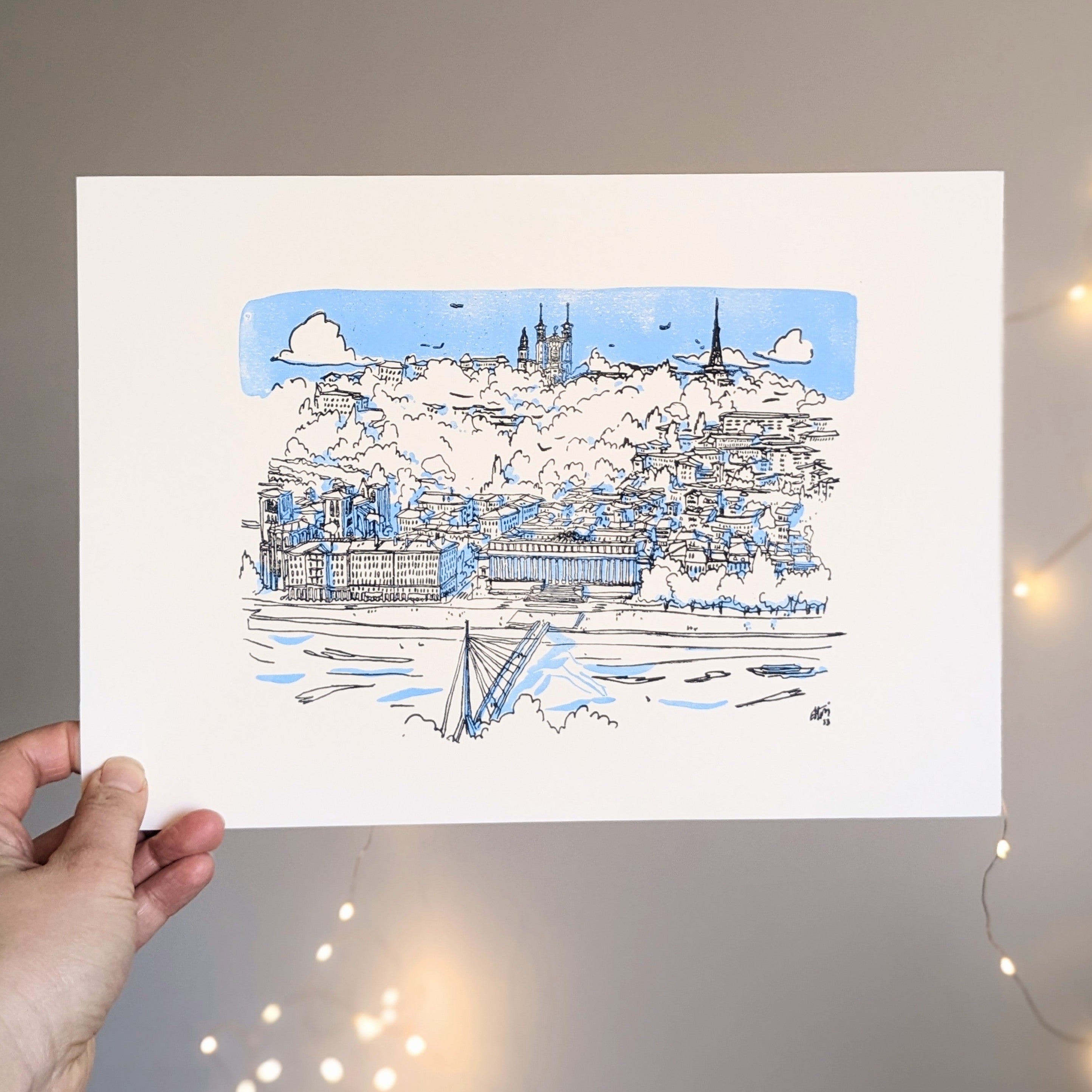 Linogravure artisanale Passerelle