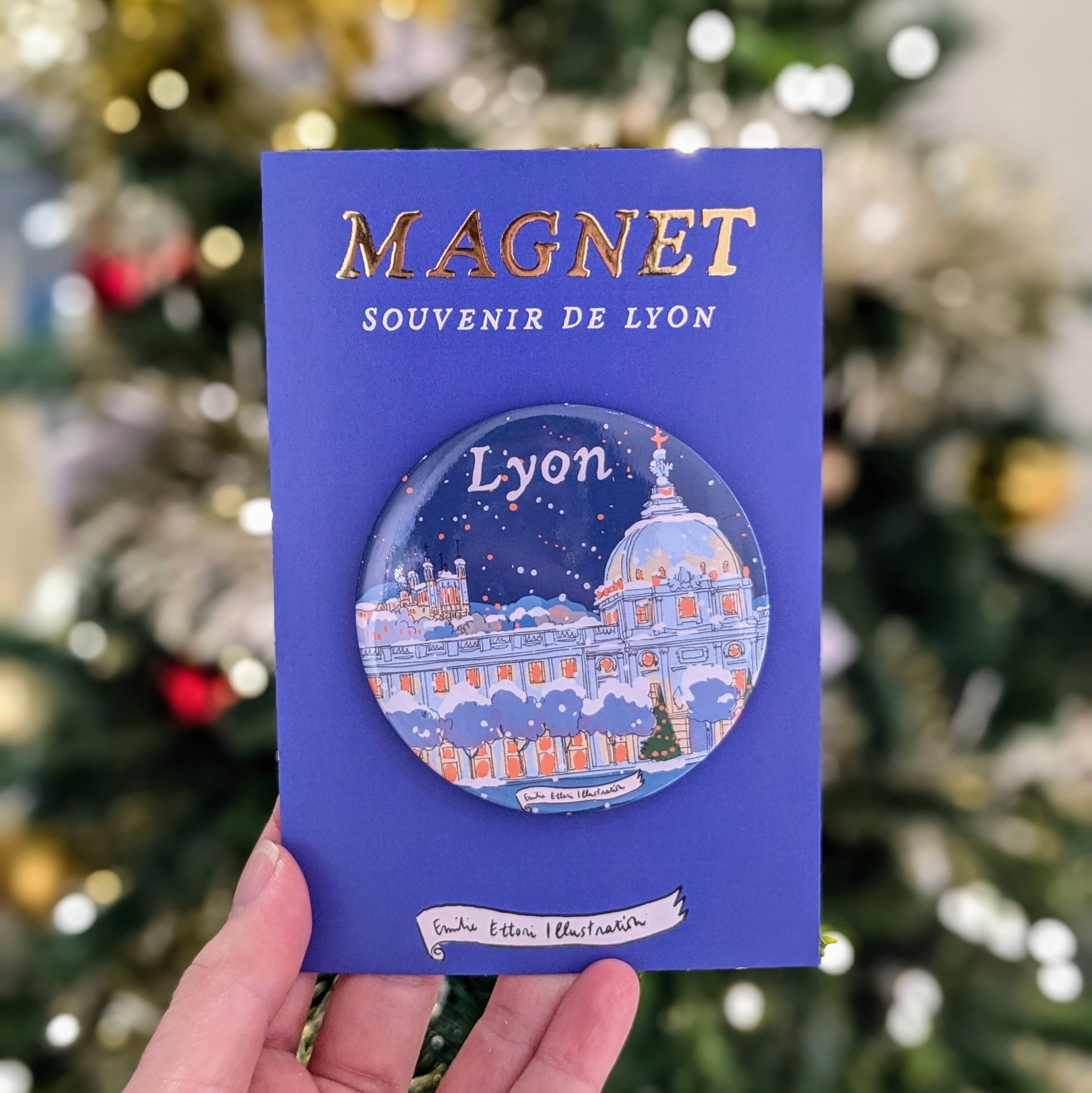 Magnet de Noël Hotel Dieu sous la neige