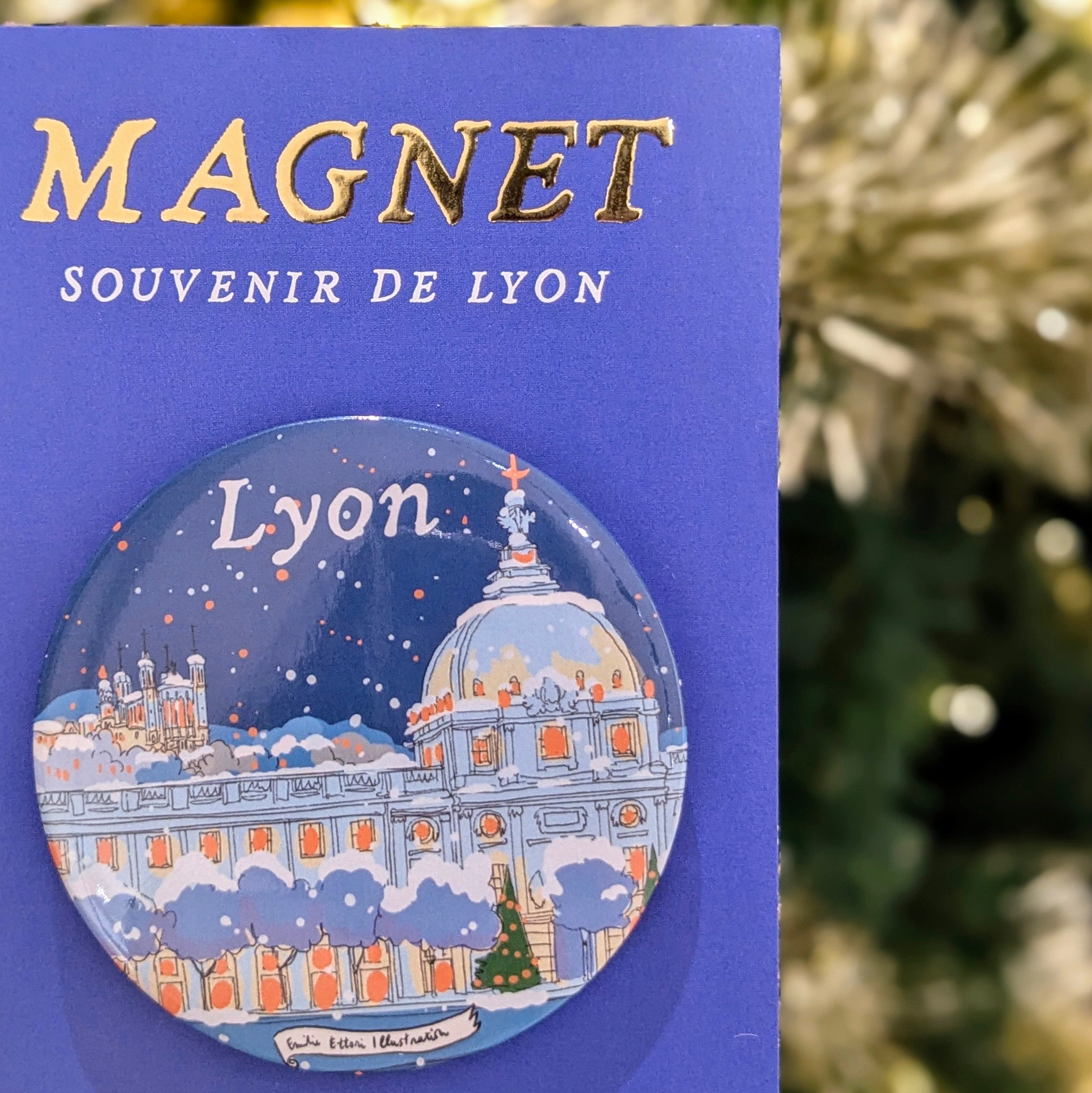 Magnet de Noël Hotel Dieu sous la neige