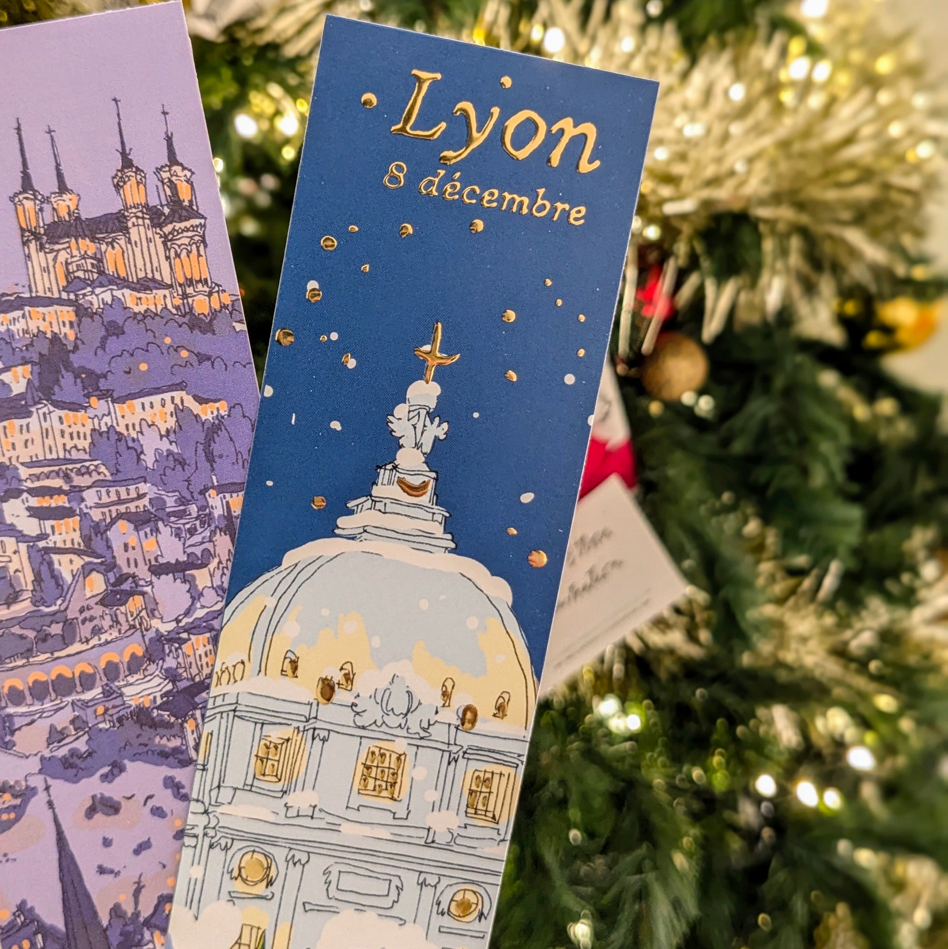 3 Marque-pages Lyon sous la neige
