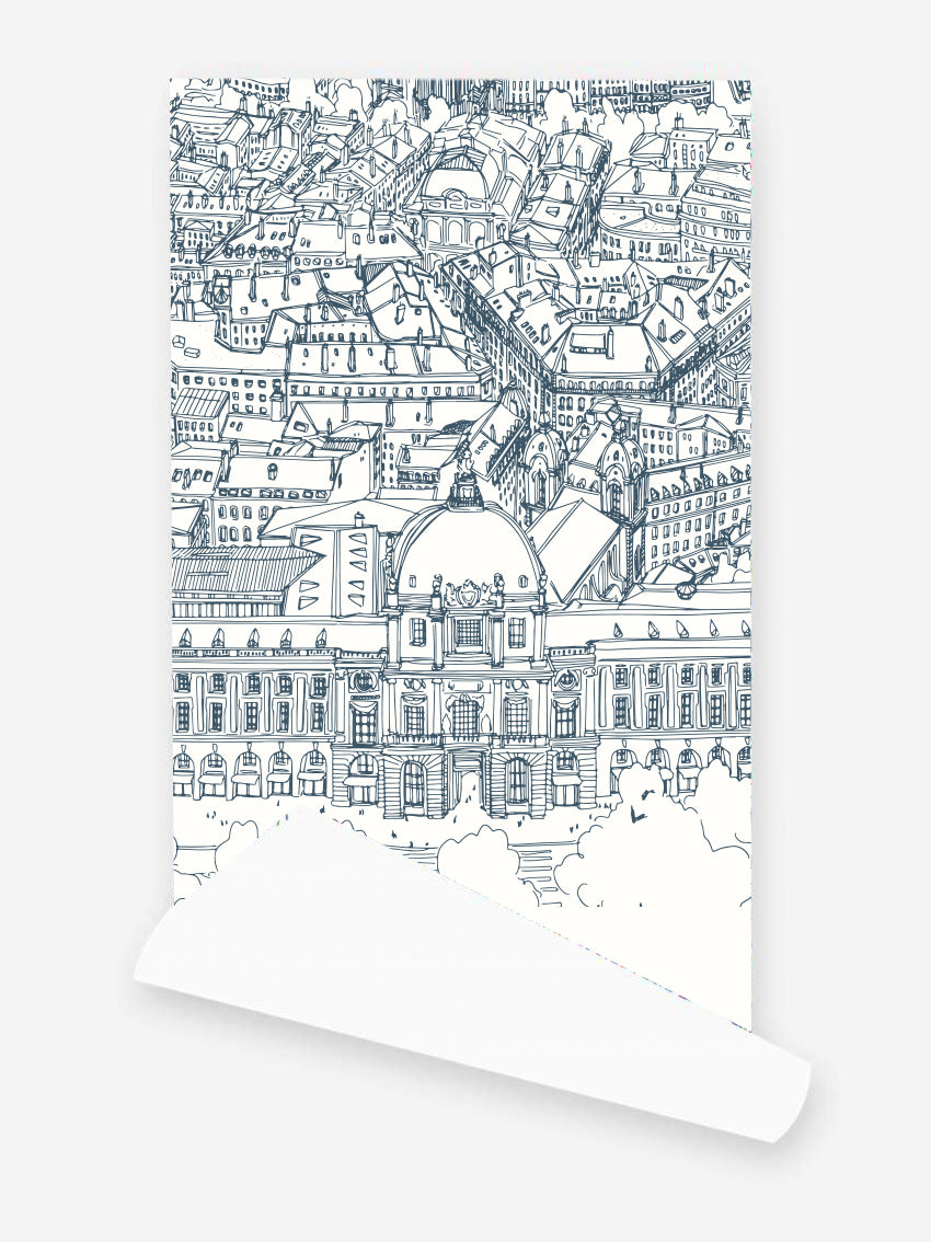 Papier peint trait bleu Grand Hôtel-Dieu