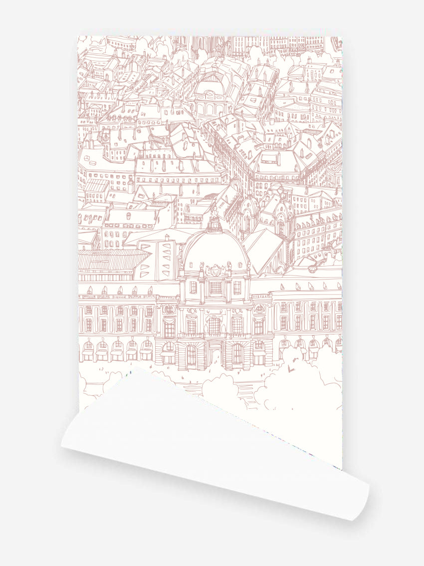 Papier peint trait rose Grand Hôtel-Dieu