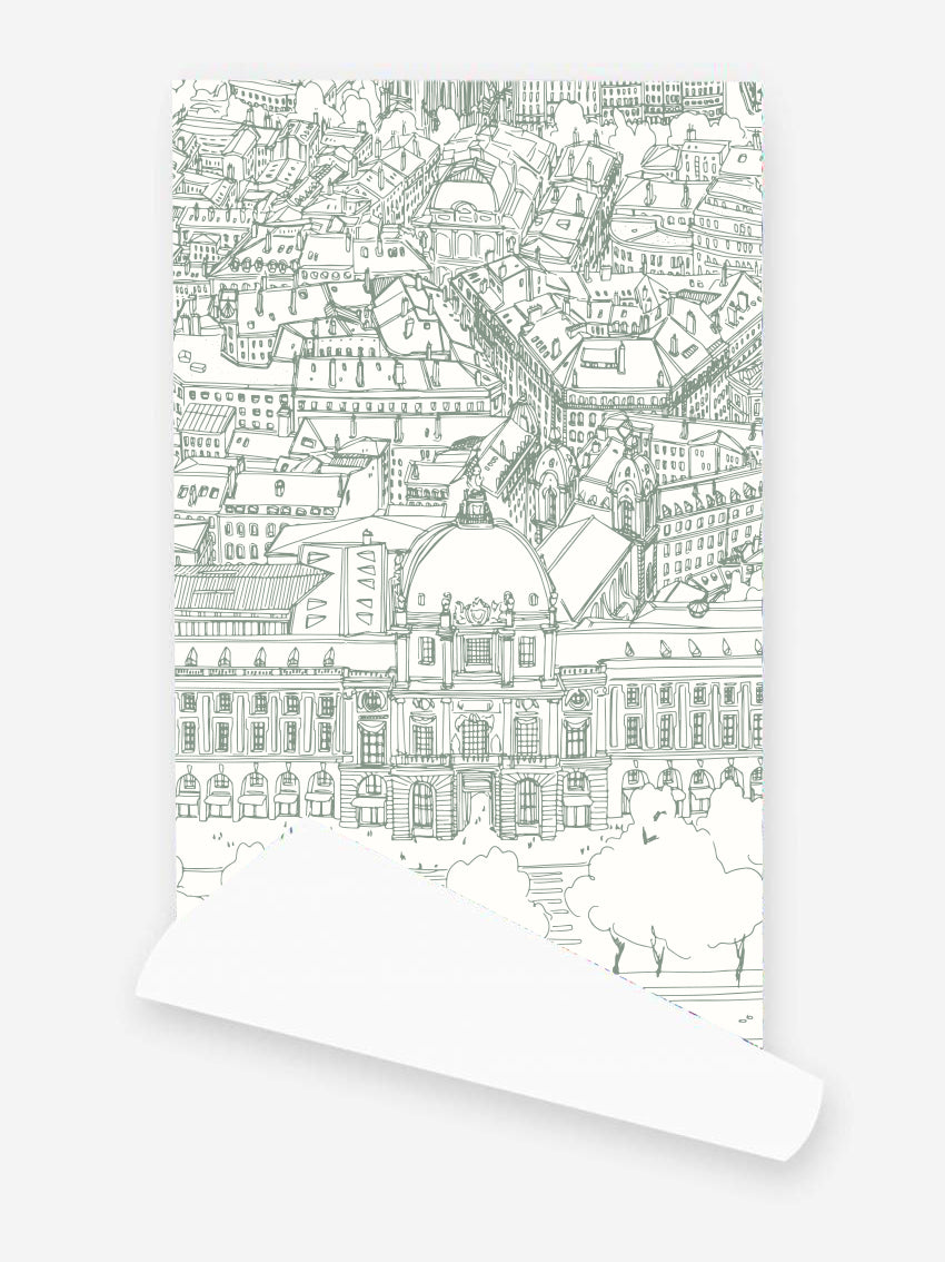 Papier peint trait vert Grand Hôtel-Dieu