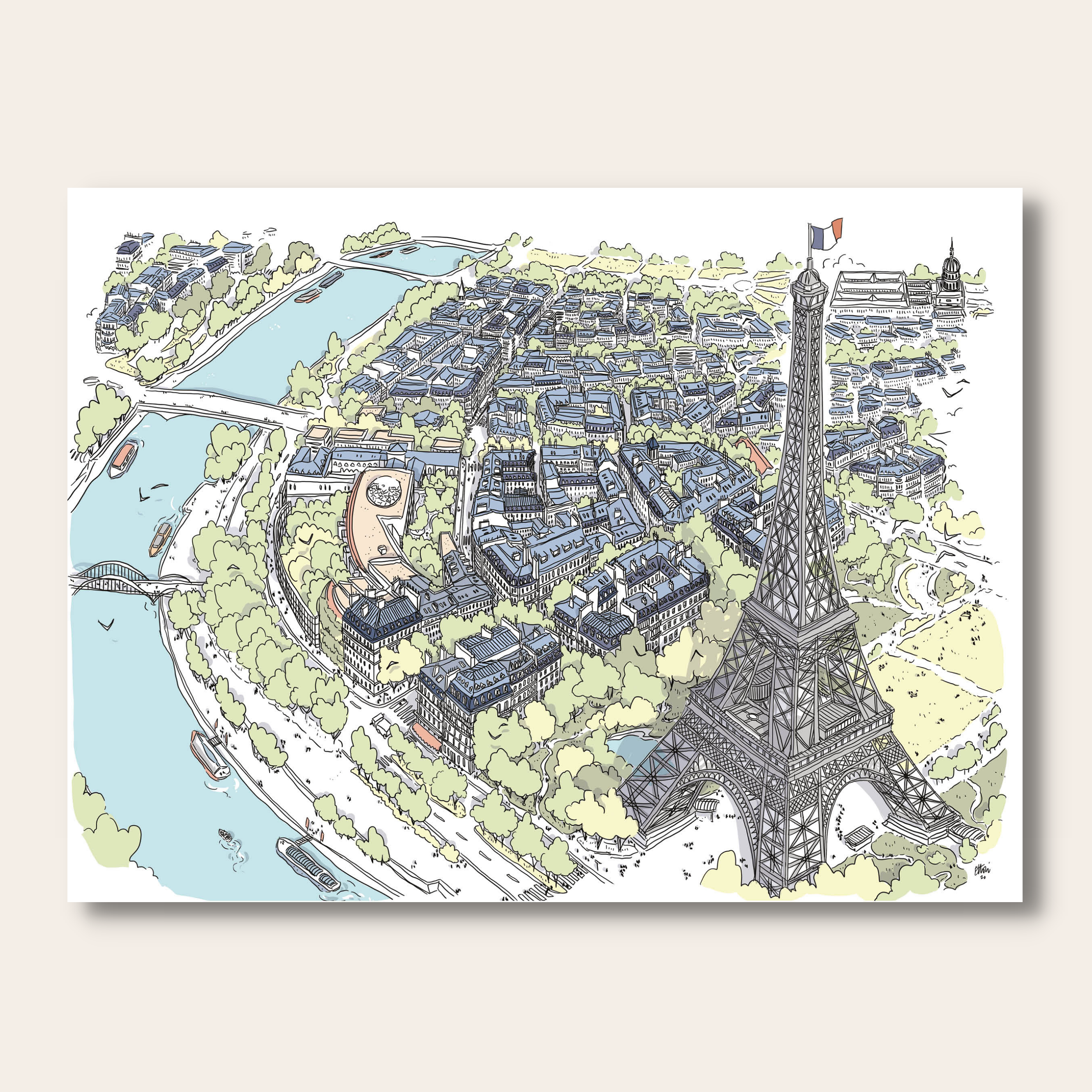Affiche Tour Eiffel couleurs