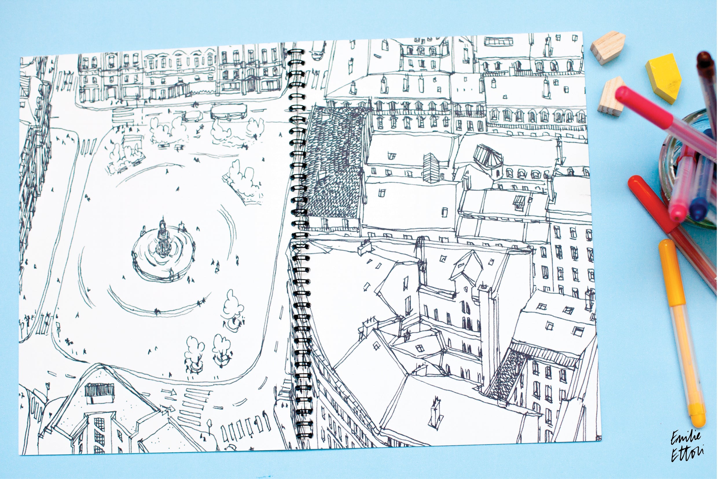 Carnet de coloriage Les rues de Lyon